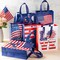 60 Pcs Patriotic Gift Bags Bulk Non Woven American Flag Party Favor Bags with Handles Memorial Day 4th of July Party Supplies